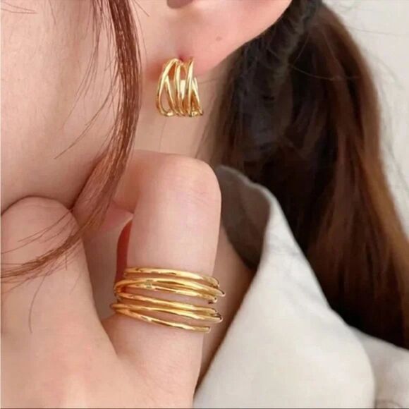 New Beautiful Gold or 925 Sterling Silver Wrap Adjustable Ring - Picture 5 of 7